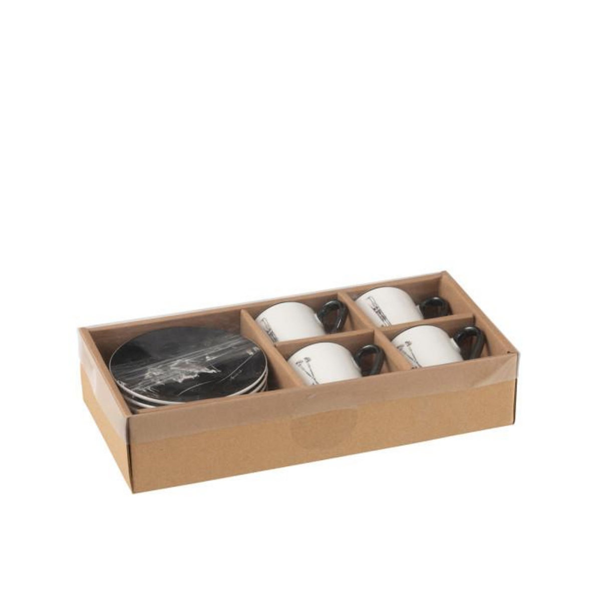 Paris Prix Lot de 4 Tasses à Café & Sous-Tasses  Après-Ski  8cl Blanc