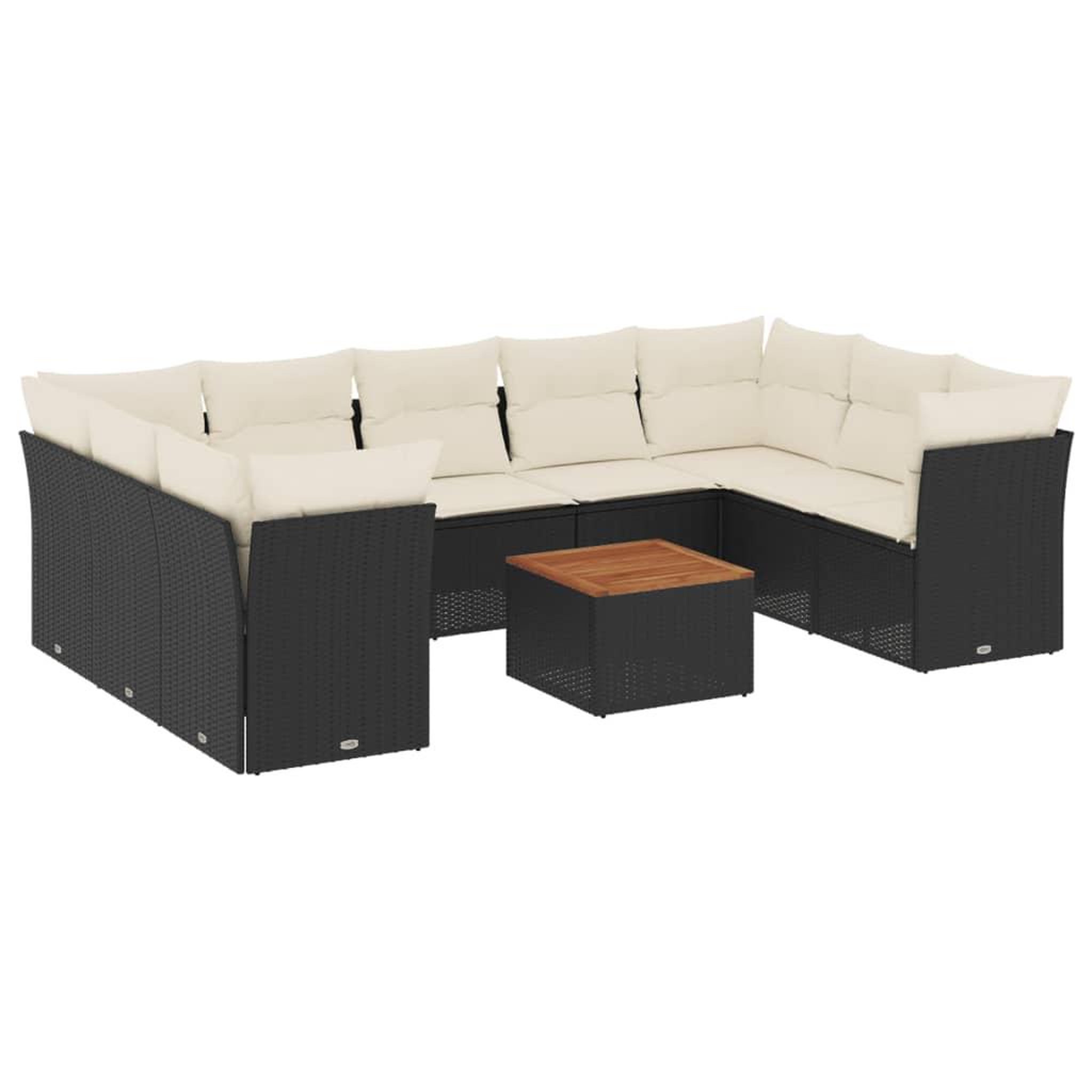 Voir la diapositive 2 : VIDAXL Salon de jardin 10 pcs avec coussins noir resine tressee