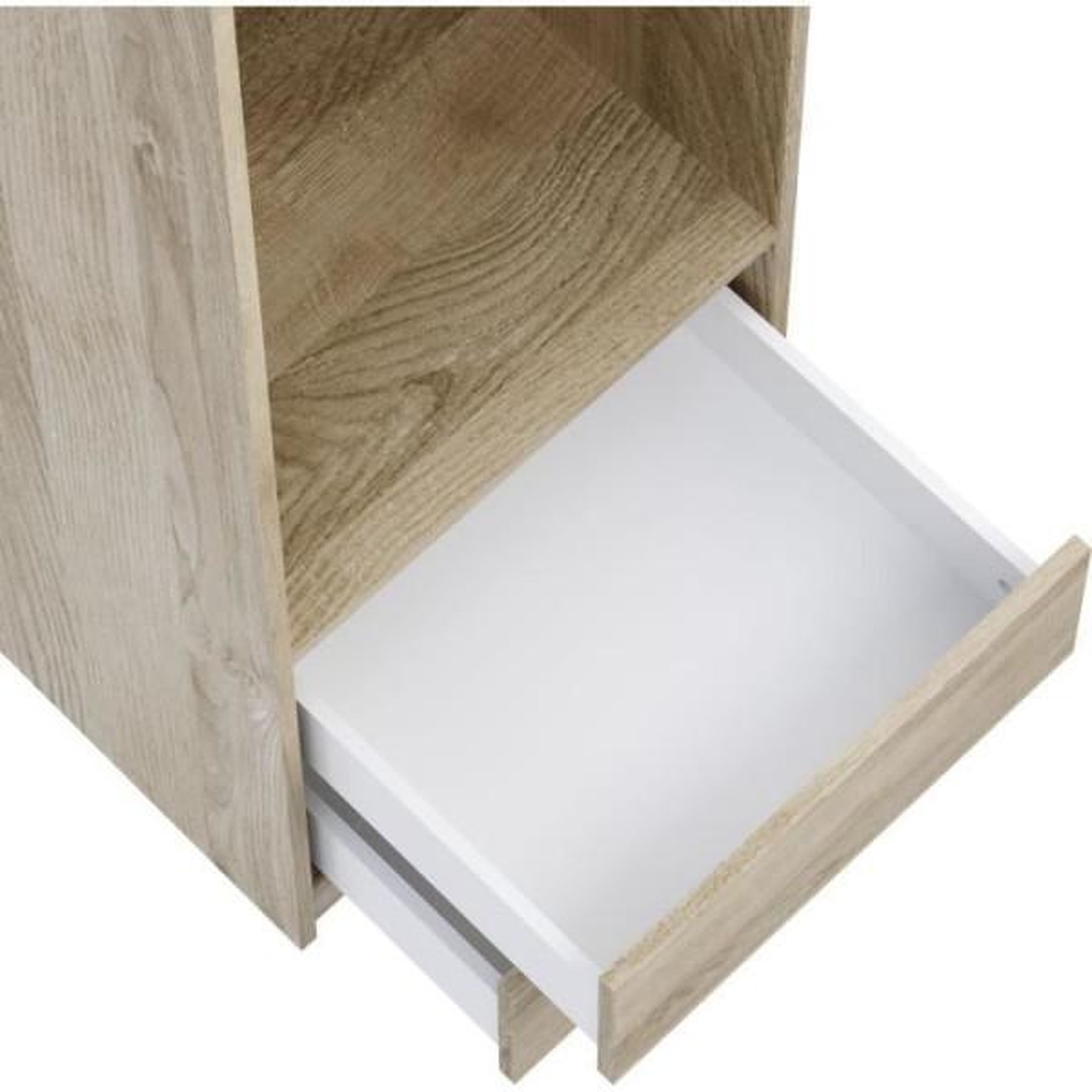 Voir la diapositive 4 : MARKET24 Dressing - Décor Chene - 2 tiroirs - 2 étageres - 1 tringle - L50 x P57 x H200 cm