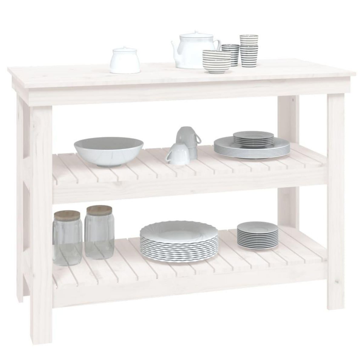 VIDAXL Banc de travail Blanc 110,5x50x80 cm Bois de pin massif