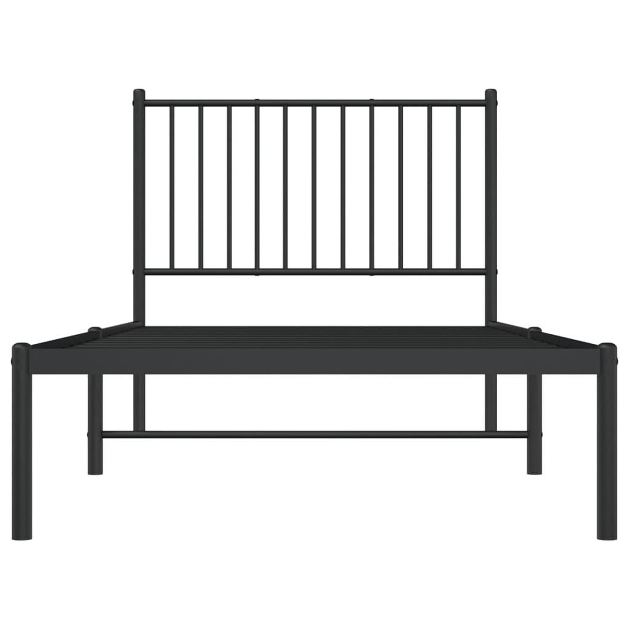 Voir la diapositive 5 : VIDAXL Cadre de lit metal sans matelas avec tete de lit noir 90x190 cm