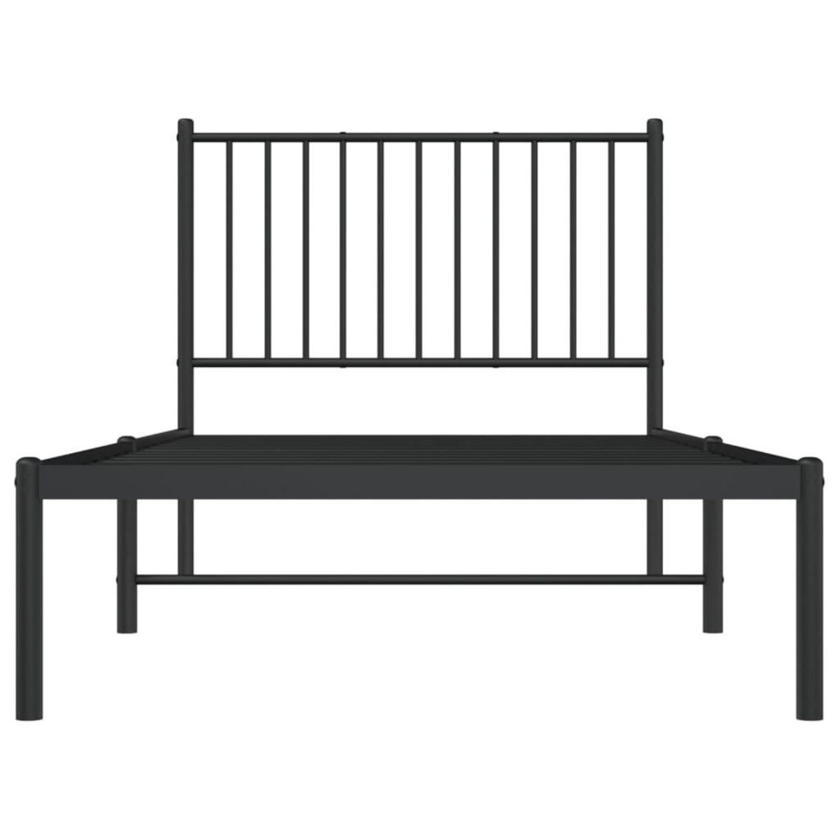 VIDAXL Cadre de lit metal sans matelas avec tete de lit noir 90x190 cm