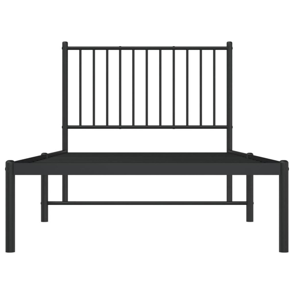 VIDAXL Cadre de lit metal sans matelas avec tete de lit noir 90x190 cm