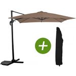 Habitat et Jardin Parasol jardin déporté  Soleil  - Carré - 2.5 x 2.5 m - Taupe + Housse de protection