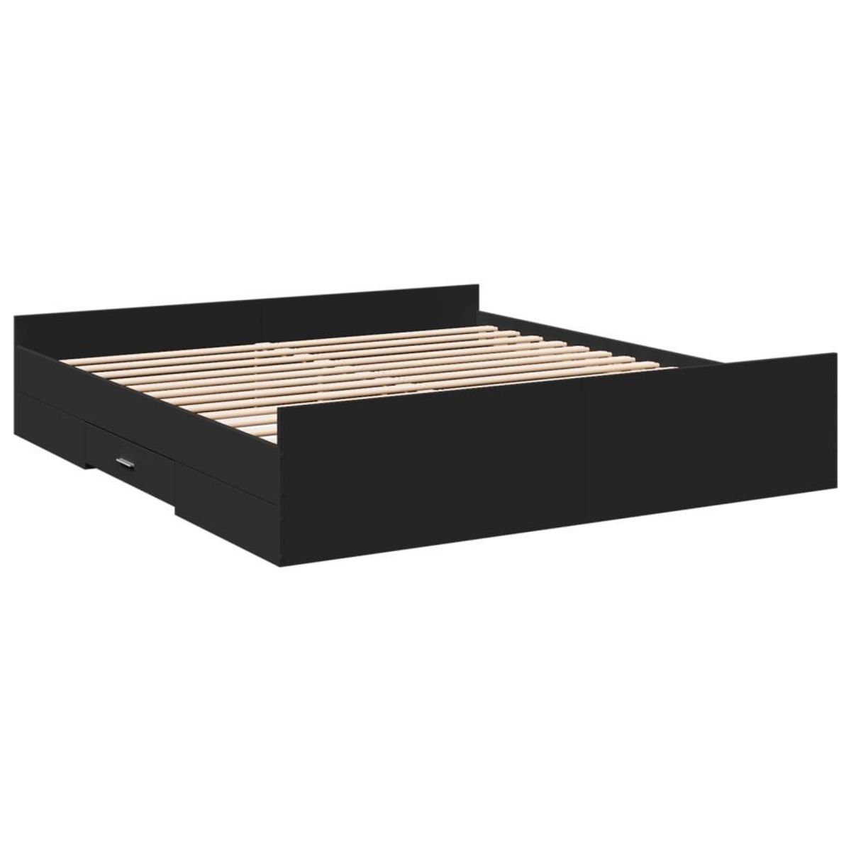 VIDAXL Cadre de lit avec tiroirs sans matelas noir 200x200 cm