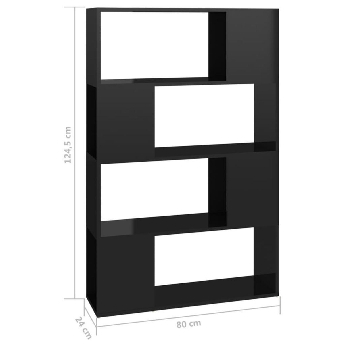 VIDAXL Bibliotheque/Separateur de piece Noir brillant 80x24x124,5 cm