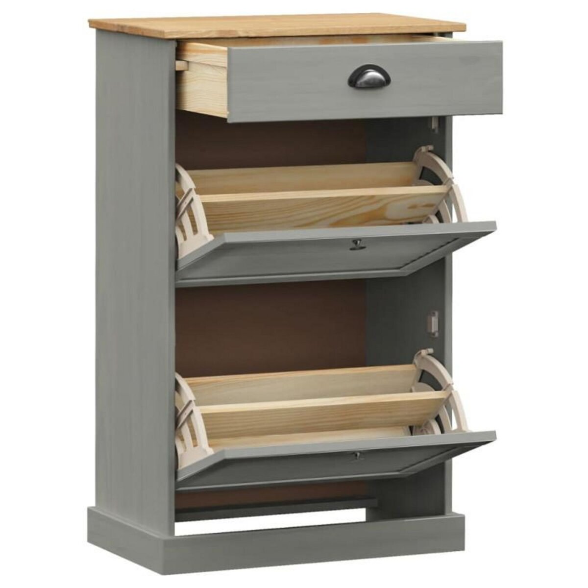 VIDAXL Armoire à chaussures VIGO 60x35x96 cm gris bois massif de pin