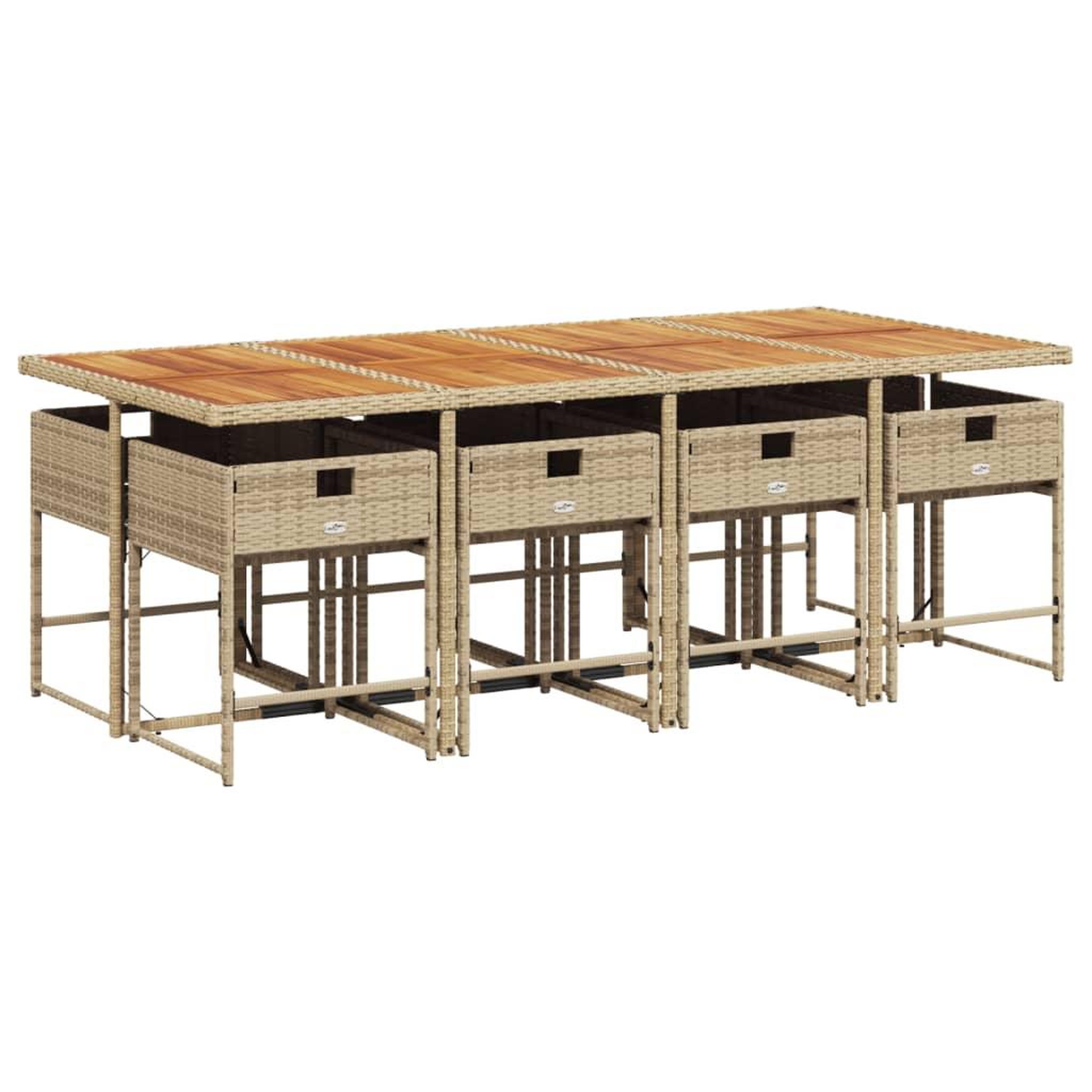 Voir la diapositive 5 : VIDAXL Ensemble a manger de jardin et coussins 9 pcs beige Poly rotin