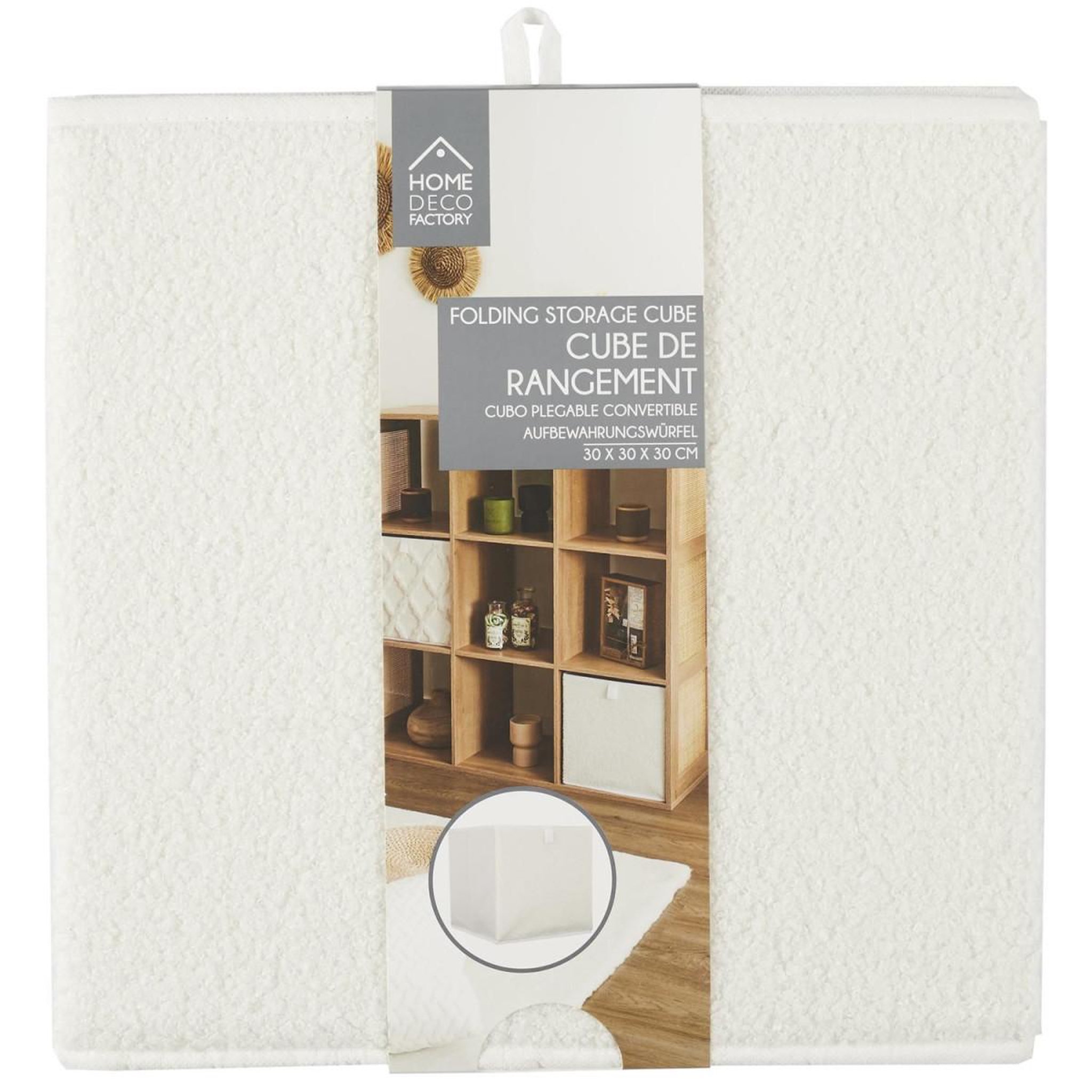 Voir la diapositive 4 : The Home Deco Factory Boîte de rangement pliable  bouclette  30x30cm beige