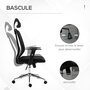 Voir la diapositive 5 : VINSETTO Fauteuil de bureau manager grand confort chaise de bureau réglable tissu maille polyester noir
