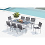 Voir la diapositive 2 : CONCEPT USINE Table de jardin et 8 fauteuils aluminium et toile PVC gris SALERNE