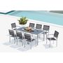 Voir la diapositive 2 : CONCEPT USINE Table de jardin et 8 fauteuils aluminium et toile PVC gris SALERNE