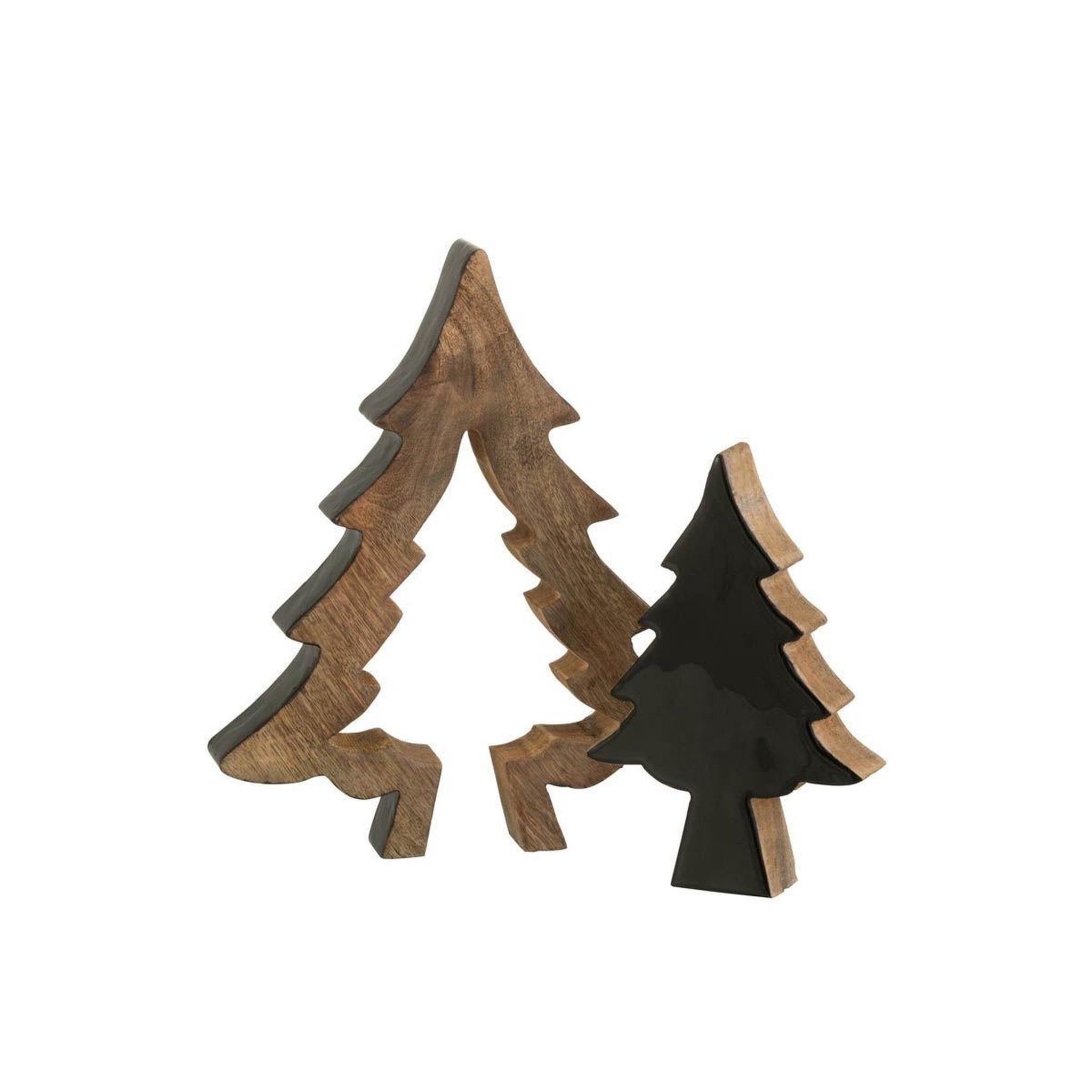 Voir la diapositive 3 : J-LINE Sapin de noël à poser  puzzle  30cm noir & naturel