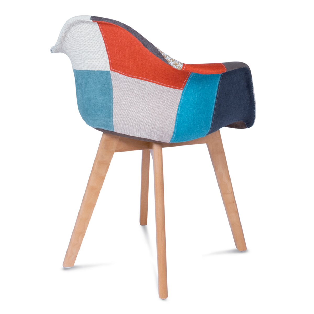 ID MARKET Lot de 2 chaises de salle à manger scandinaves, fauteuils de table SARA motifs patchworks multi-couleurs