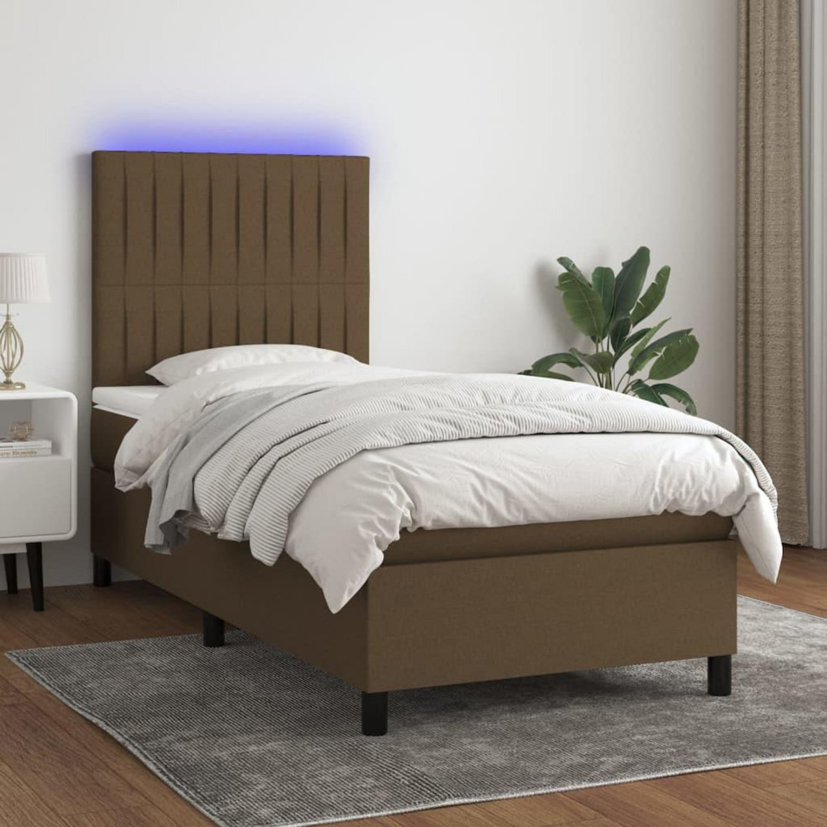 VIDAXL Sommier a lattes de lit et matelas et LED Marron fonce 80x200cm