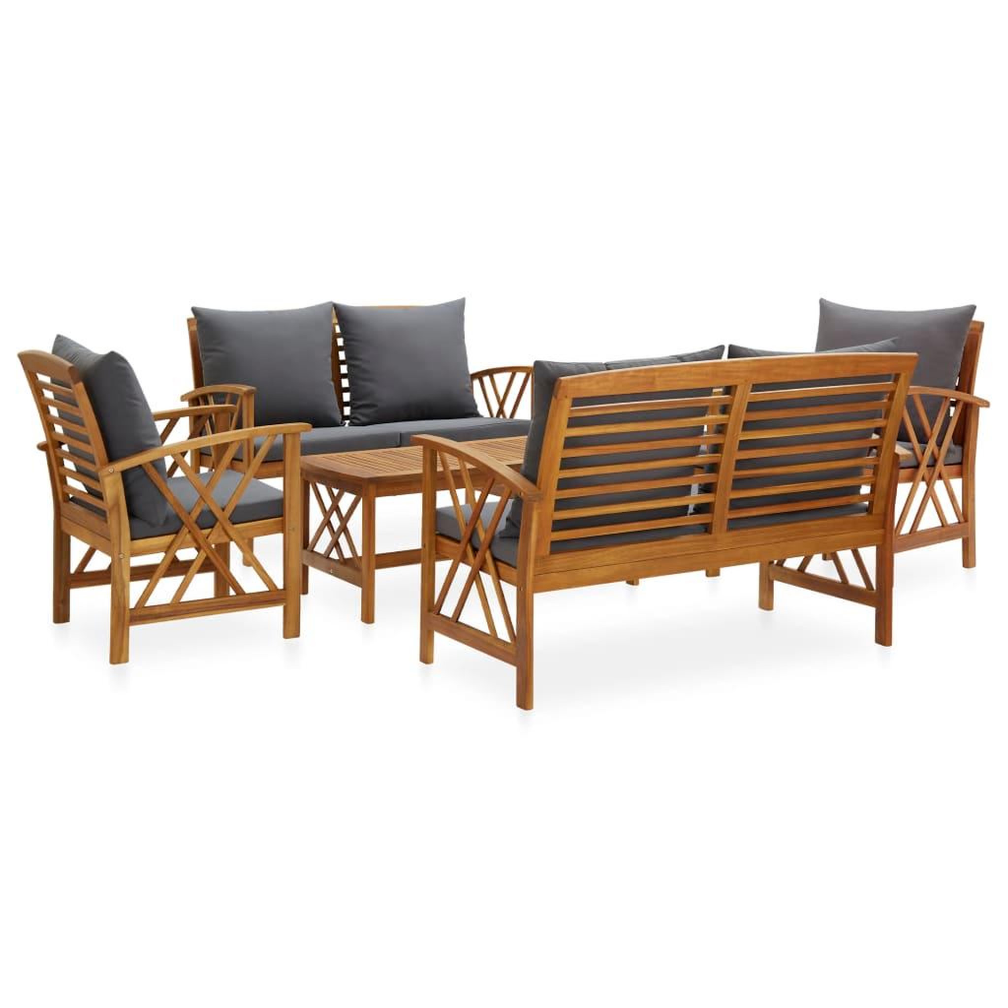 Voir la diapositive 1 : VIDAXL Salon de jardin 5 pcs avec coussins Bois d'acacia solide