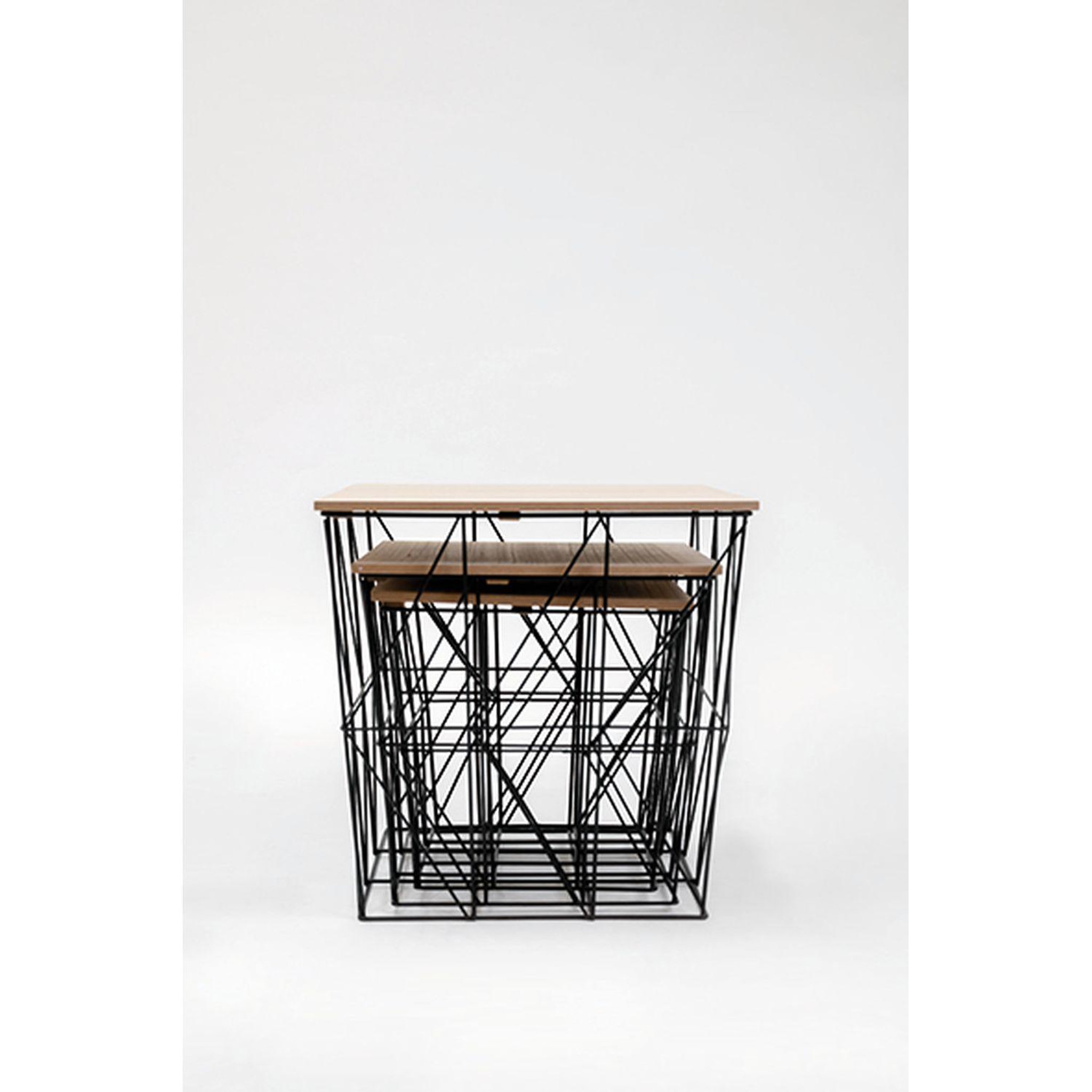 Voir la diapositive 4 : KB8 Lot de 3 tables d'appoint ou tables gigogne en MDF et Métal