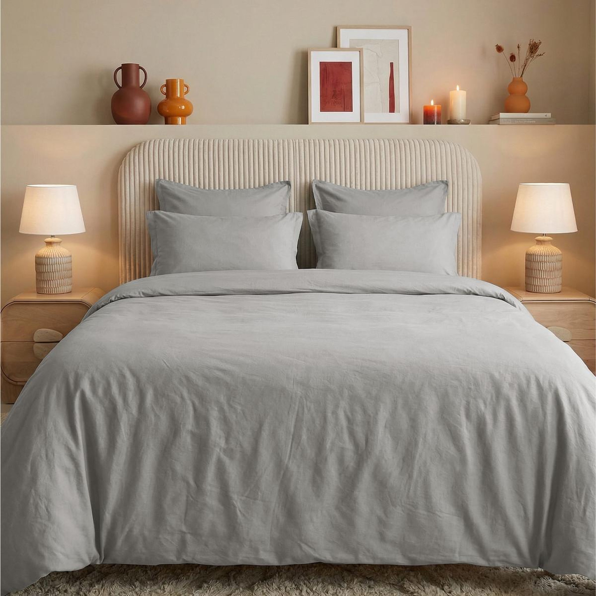 Voir la diapositive 3 : Sensei Maison Lot de 2 taies d'oreiller en percale lavée HOME WASHED