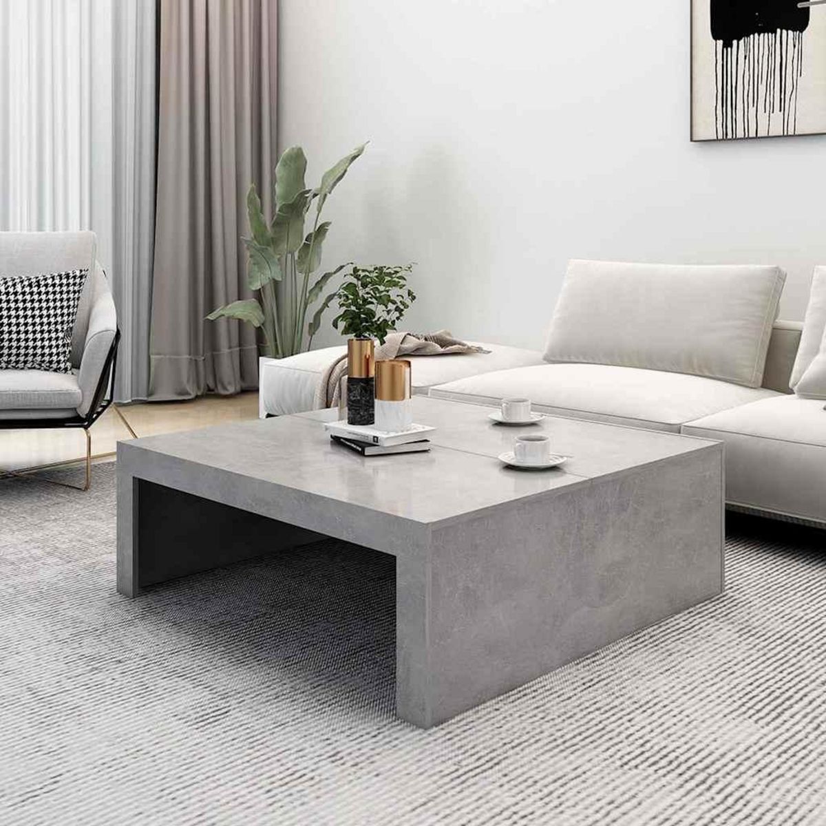 VIDAXL Table basse gris beton 100x100x35 cm bois d'ingenierie