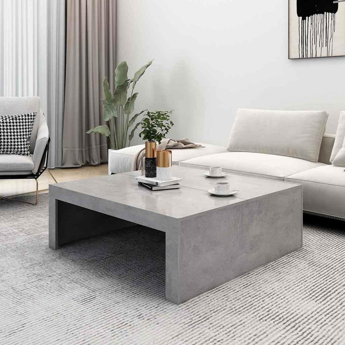 VIDAXL Table basse gris beton 100x100x35 cm bois d'ingenierie