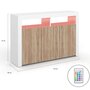 Voir la diapositive 5 : ID MARKET Buffet 110 cm ELIGHT 3 portes avec LED et niches blanc et bois façon hêtre