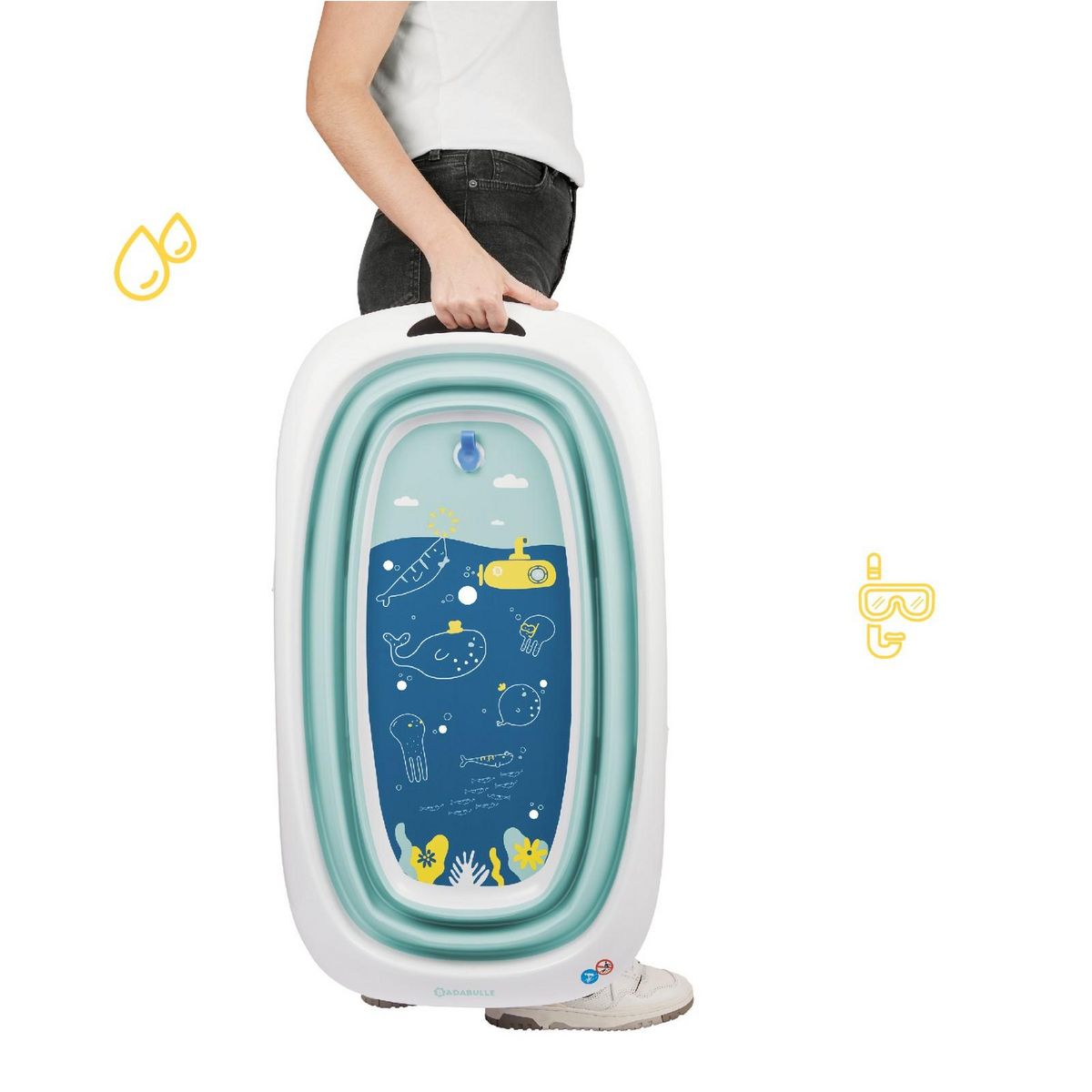 BADABULLE Baignoire Bébé Pliable Badabulle - Ultra Compact - Pieds Antidérapants - Témoin Chaleur - 35L