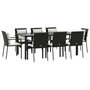 Voir la diapositive 3 : VIDAXL Ensemble a manger jardin 9pcs et coussins noir resine tressee