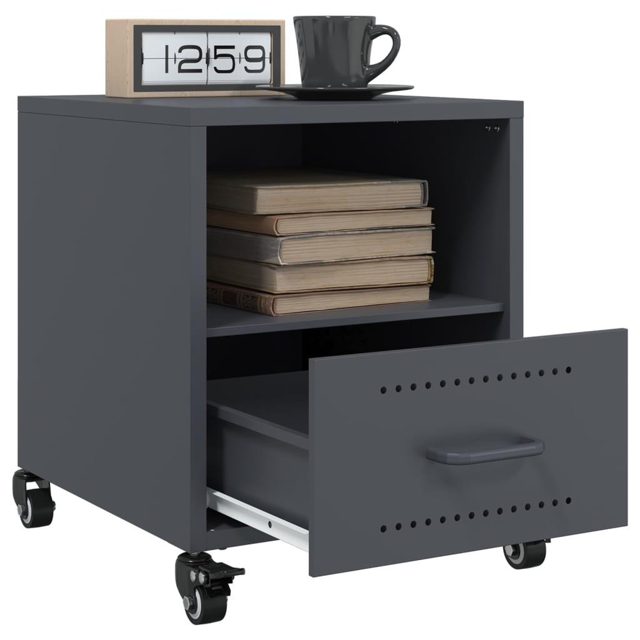 Voir la diapositive 4 : VIDAXL Tables de chevet 2 pcs anthracite 36x39x43,5 cm acier