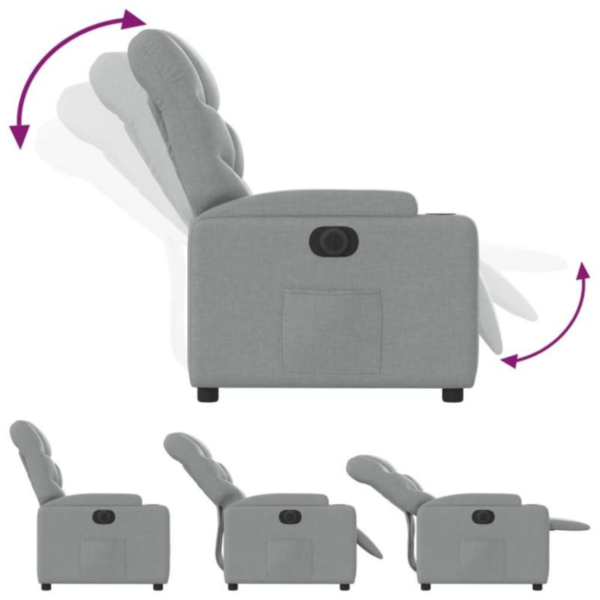 VIDAXL Fauteuil inclinable électrique Gris clair Tissu