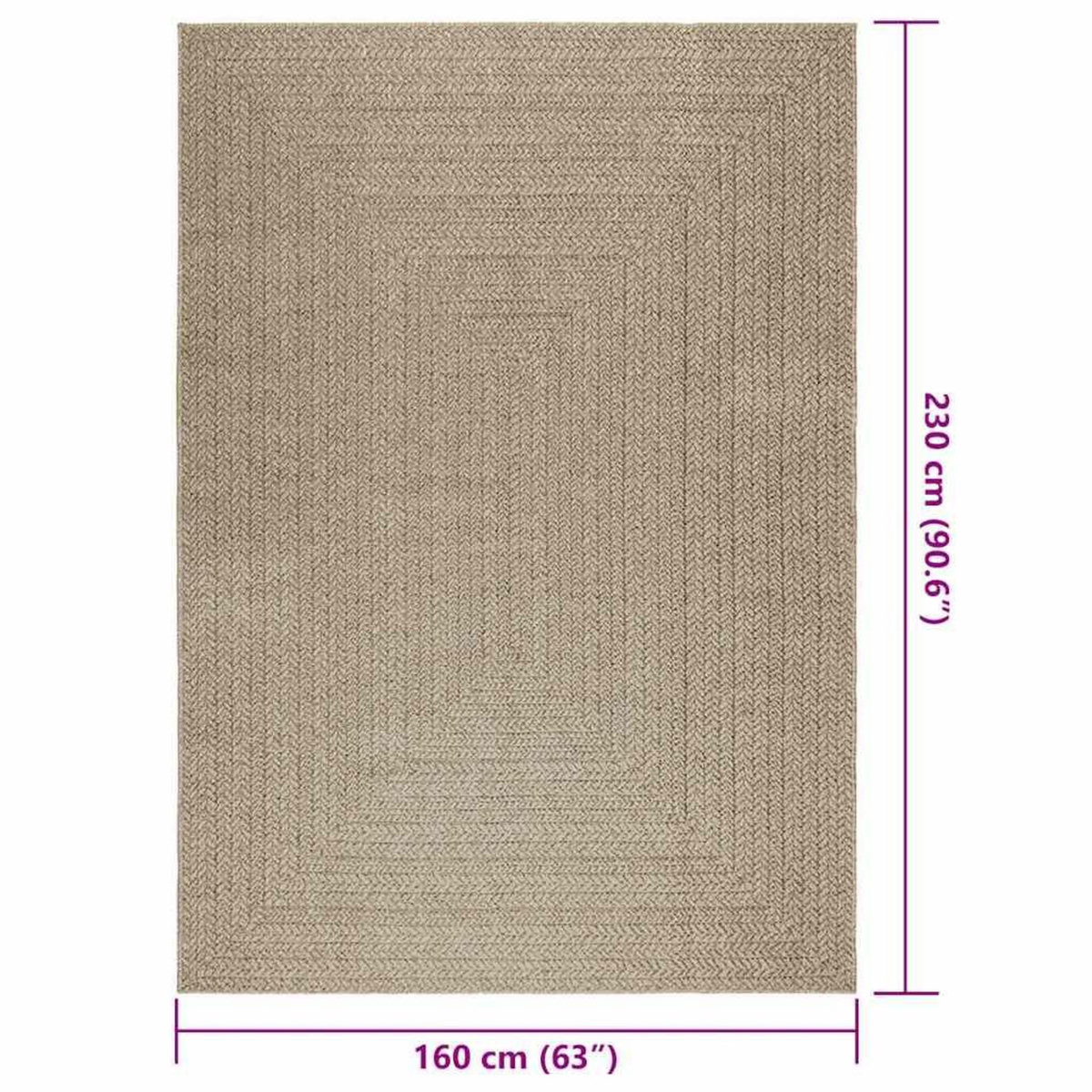 VIDAXL Tapis ZIZUR beige 160x230 cm aspect de jute interieur exterieur