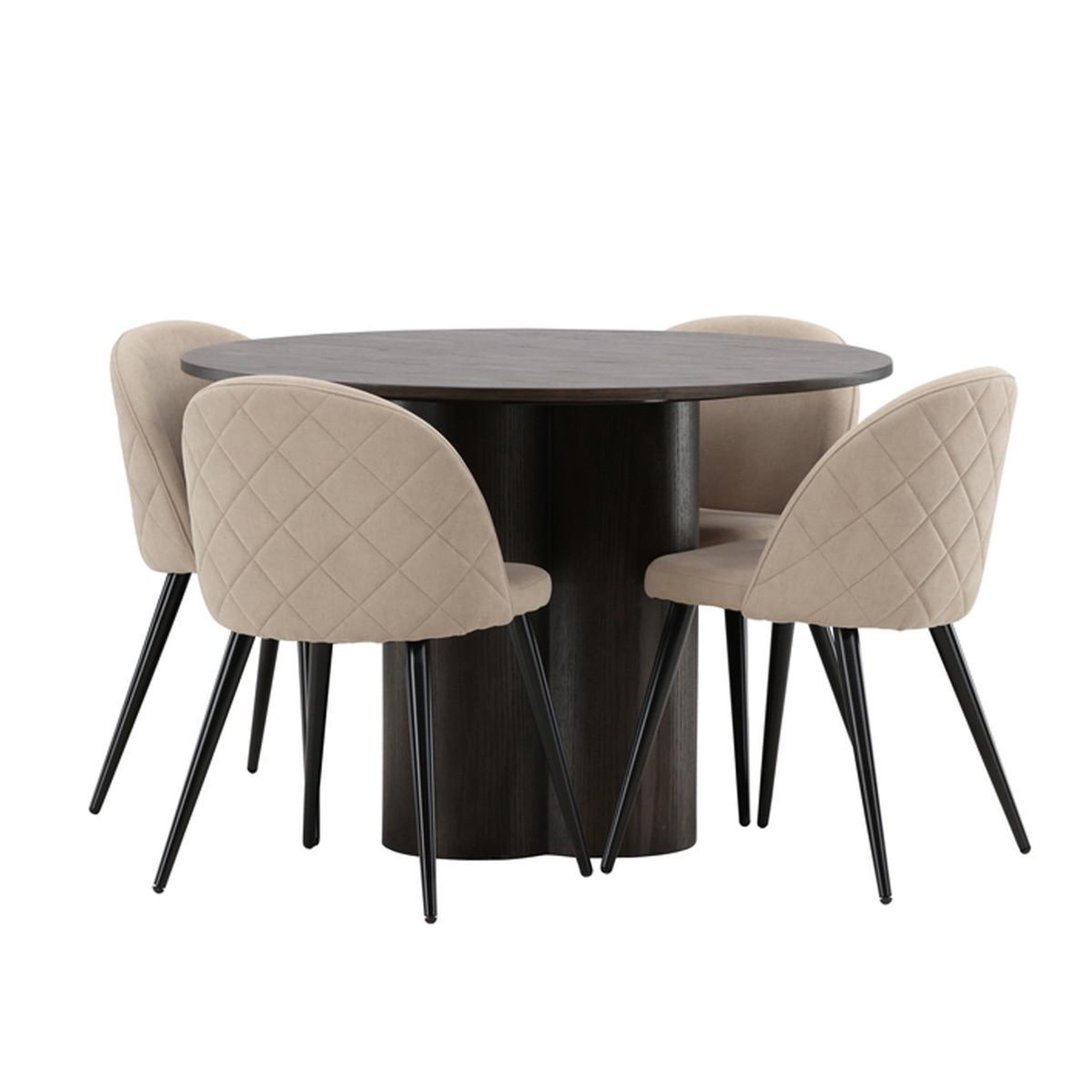 Paris Prix Ensemble table à manger & 4 chaises  olivia & velvet  110cm moka & beige