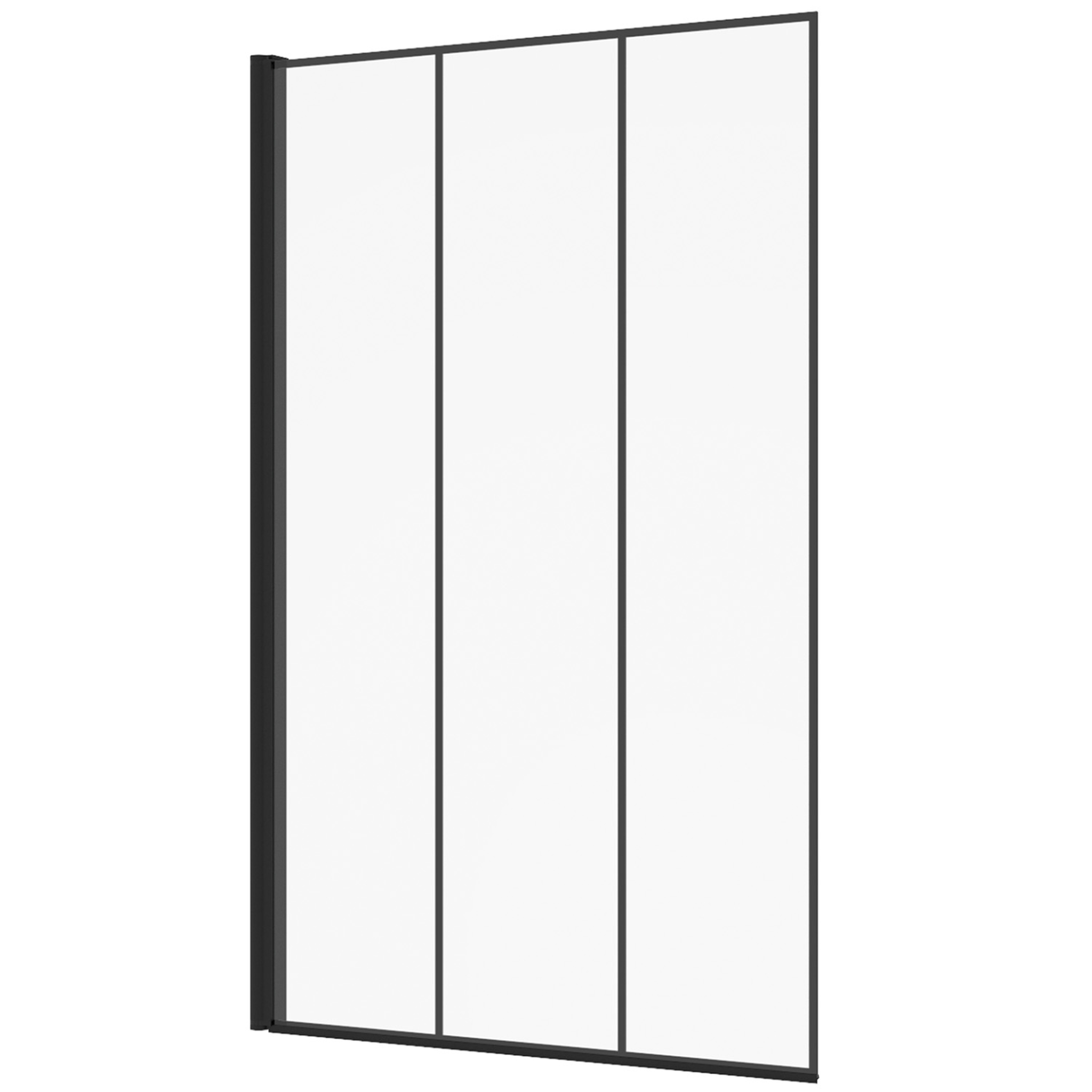 ID MARKET Pare baignoire 1 volet 70x120 cm sérigraphié effet verrière avec profilé en aluminium noir
