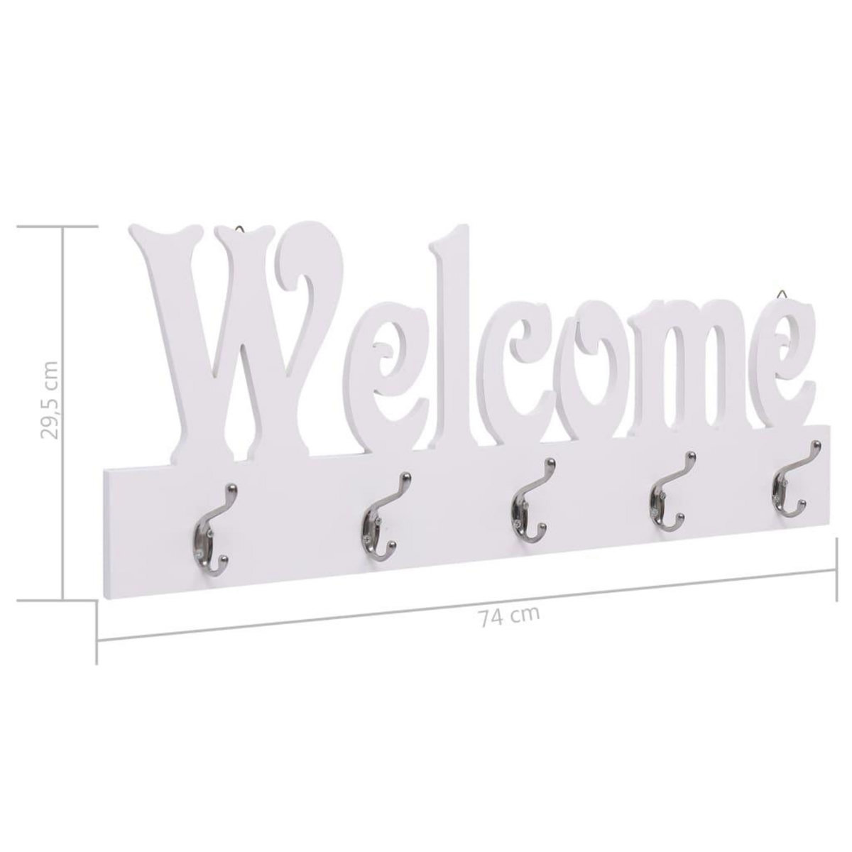 VIDAXL Porte-manteau mural WELCOME Blanc 74x29,5 cm