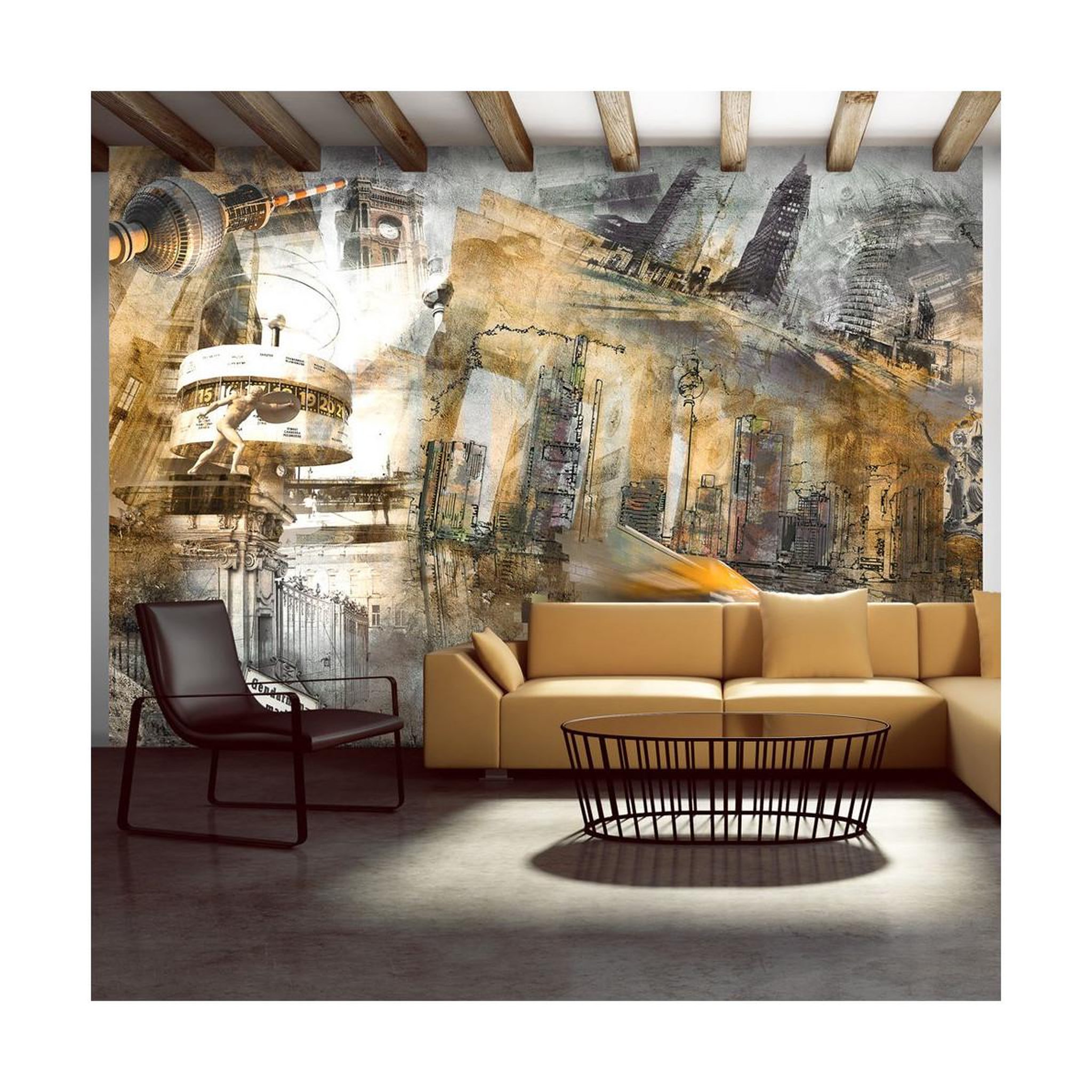 Voir la diapositive 1 : Paris Prix Papier Peint  Berlin Collage Orange