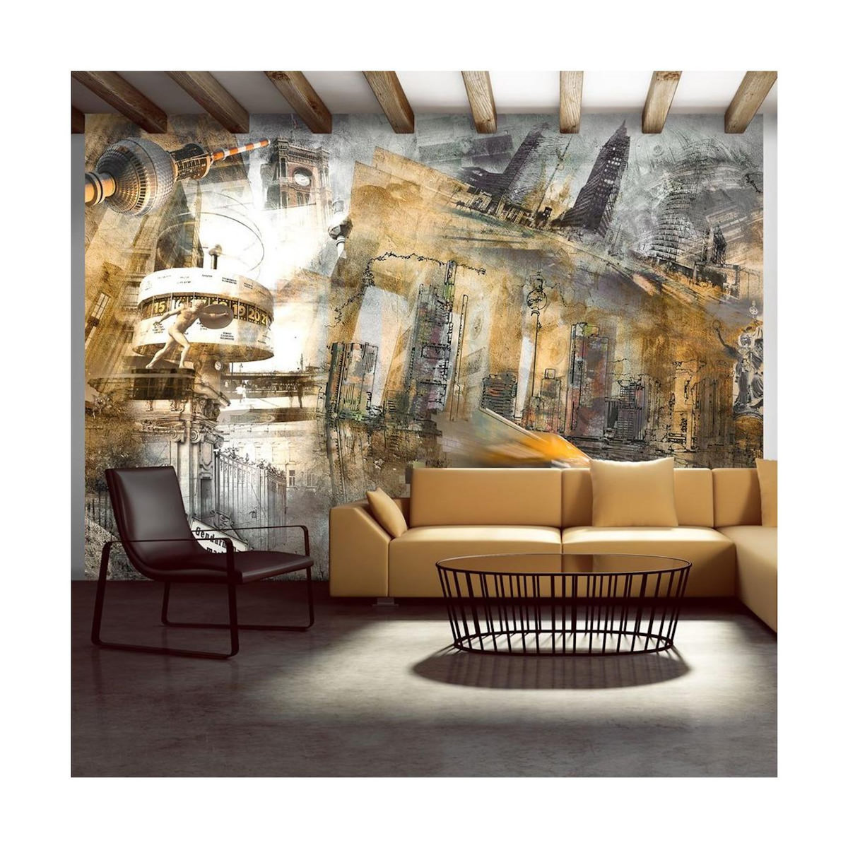Paris Prix Papier Peint  Berlin Collage Orange