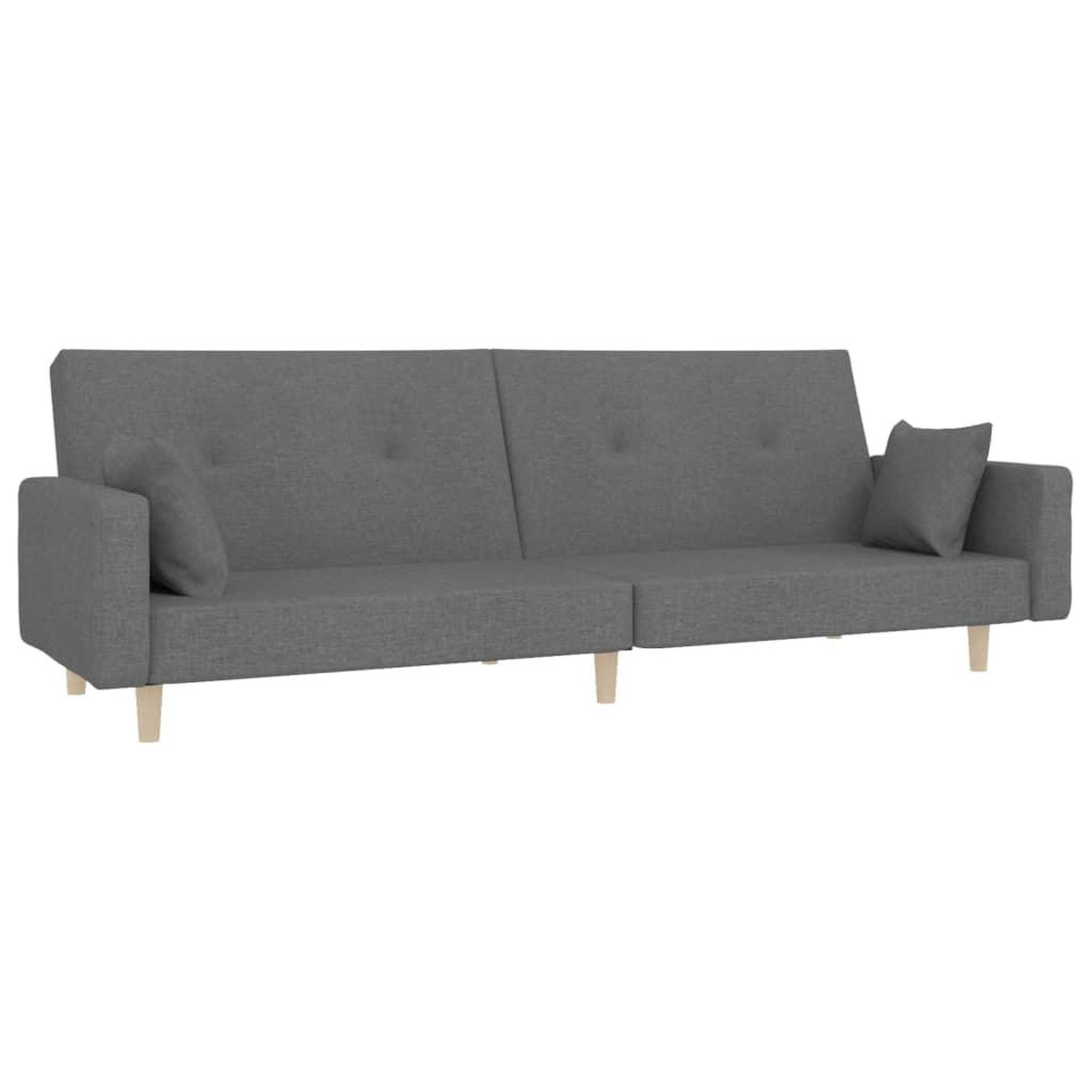 Voir la diapositive 2 : VIDAXL Canape-lit a 2 places avec deux oreillers gris clair tissu