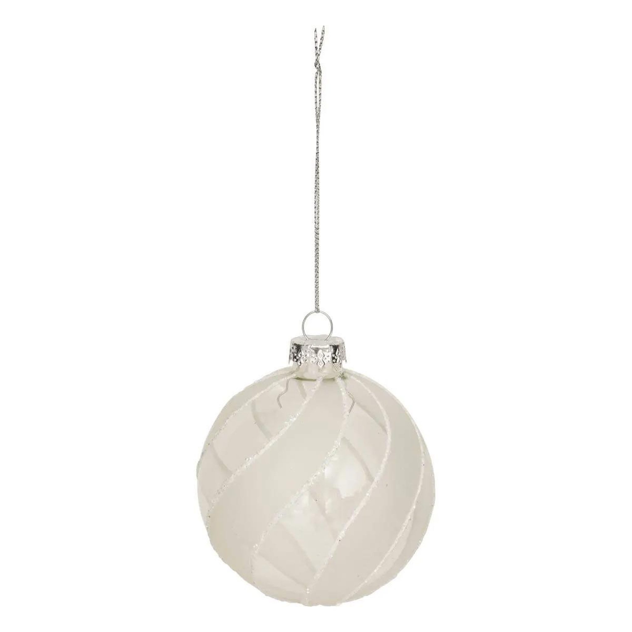ATMOSPHERA Boule de noël en verre  torsade  8cm blanc