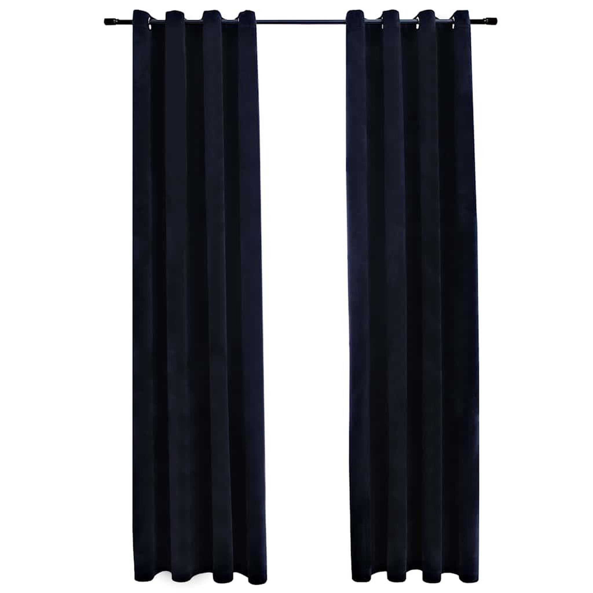 Voir la diapositive 2 : VIDAXL Rideaux occultants avec anneaux 2 pcs Velours Noir 140x225 cm