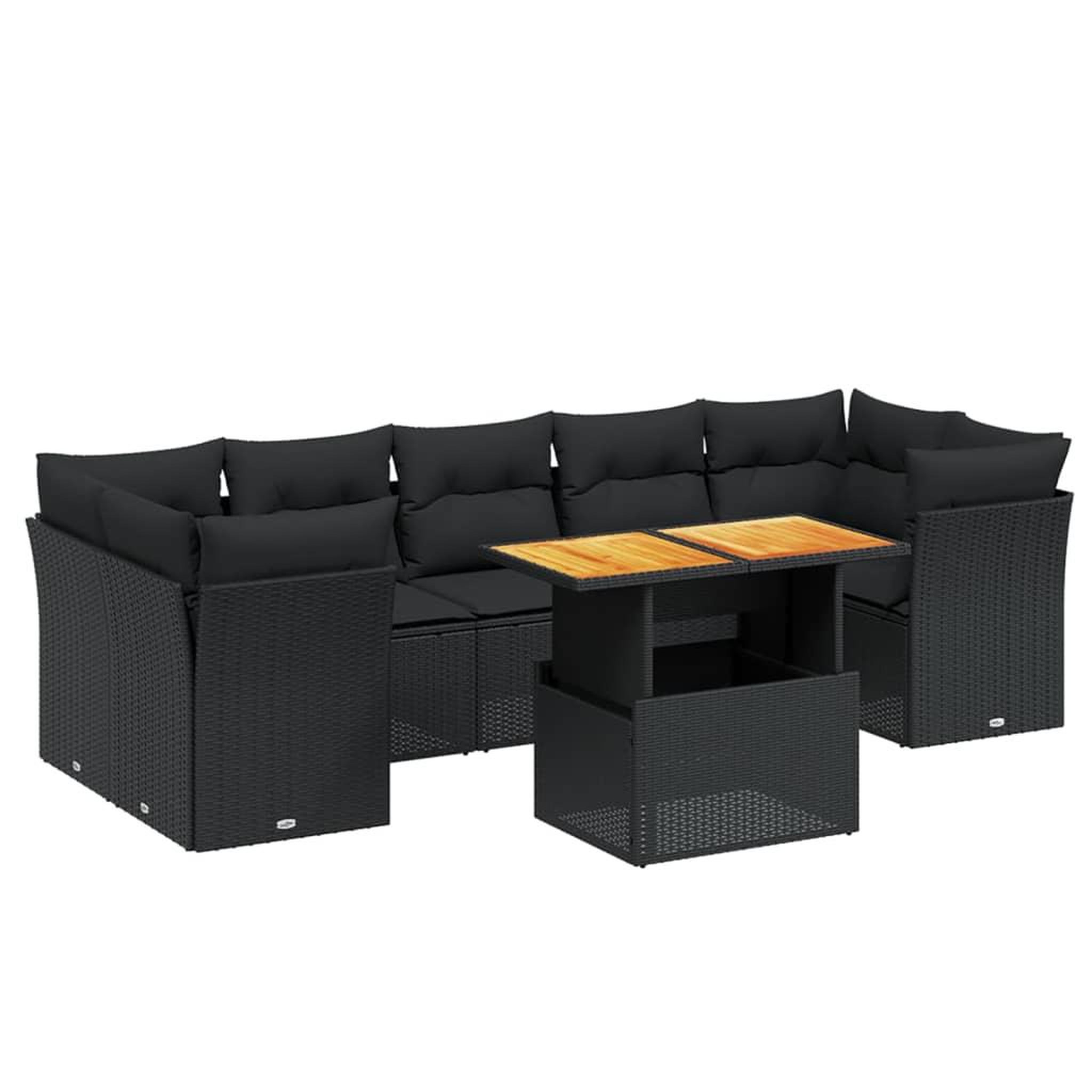 Voir la diapositive 2 : VIDAXL Salon de jardin 8 pcs avec coussins noir resine tressee