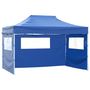Voir la diapositive 4 : VIDAXL Tente de reception pliable avec 4 parois 3x4 m Acier Bleu
