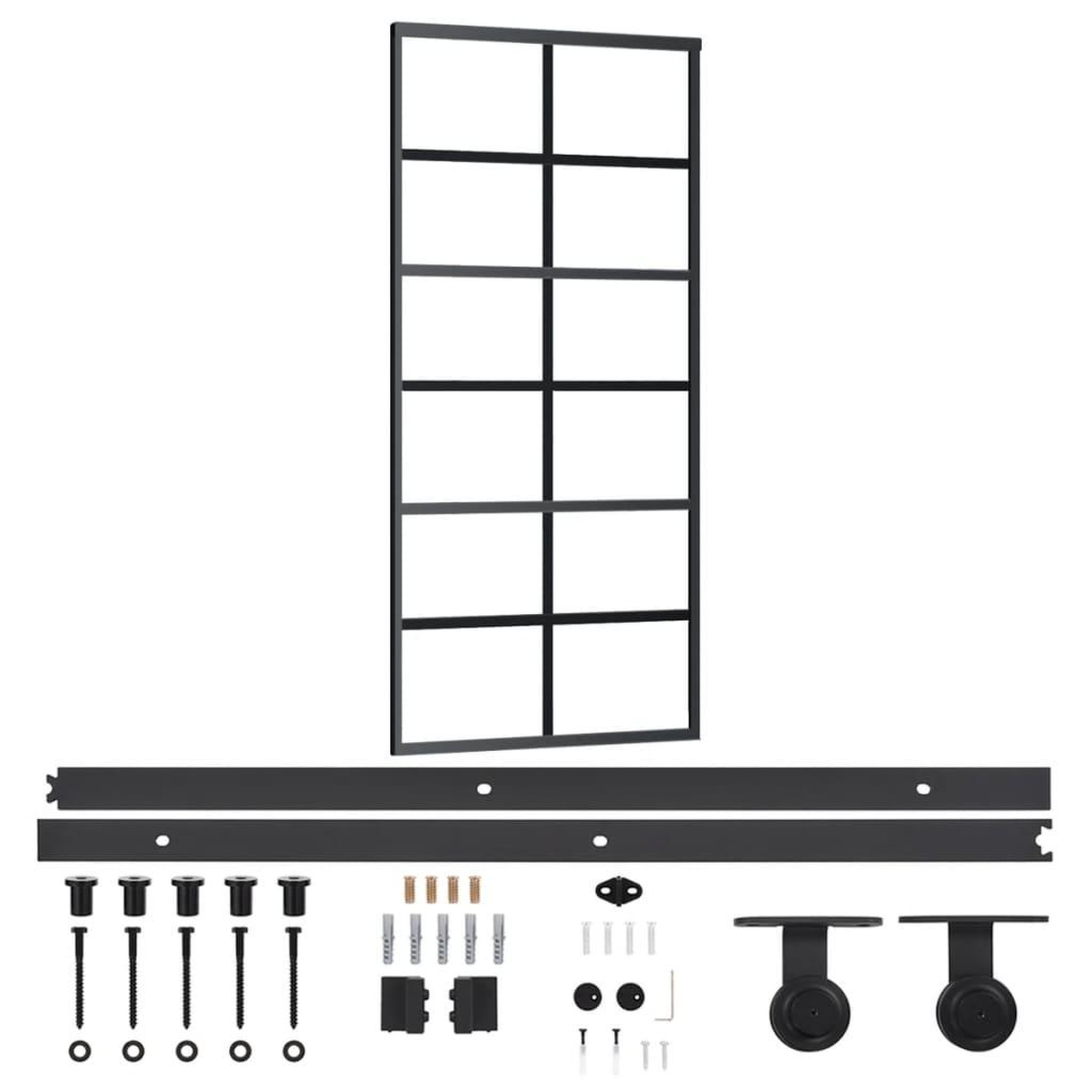 Voir la diapositive 2 : VIDAXL Porte coulissante et quincaillerie Verre et Aluminium 90x205 cm