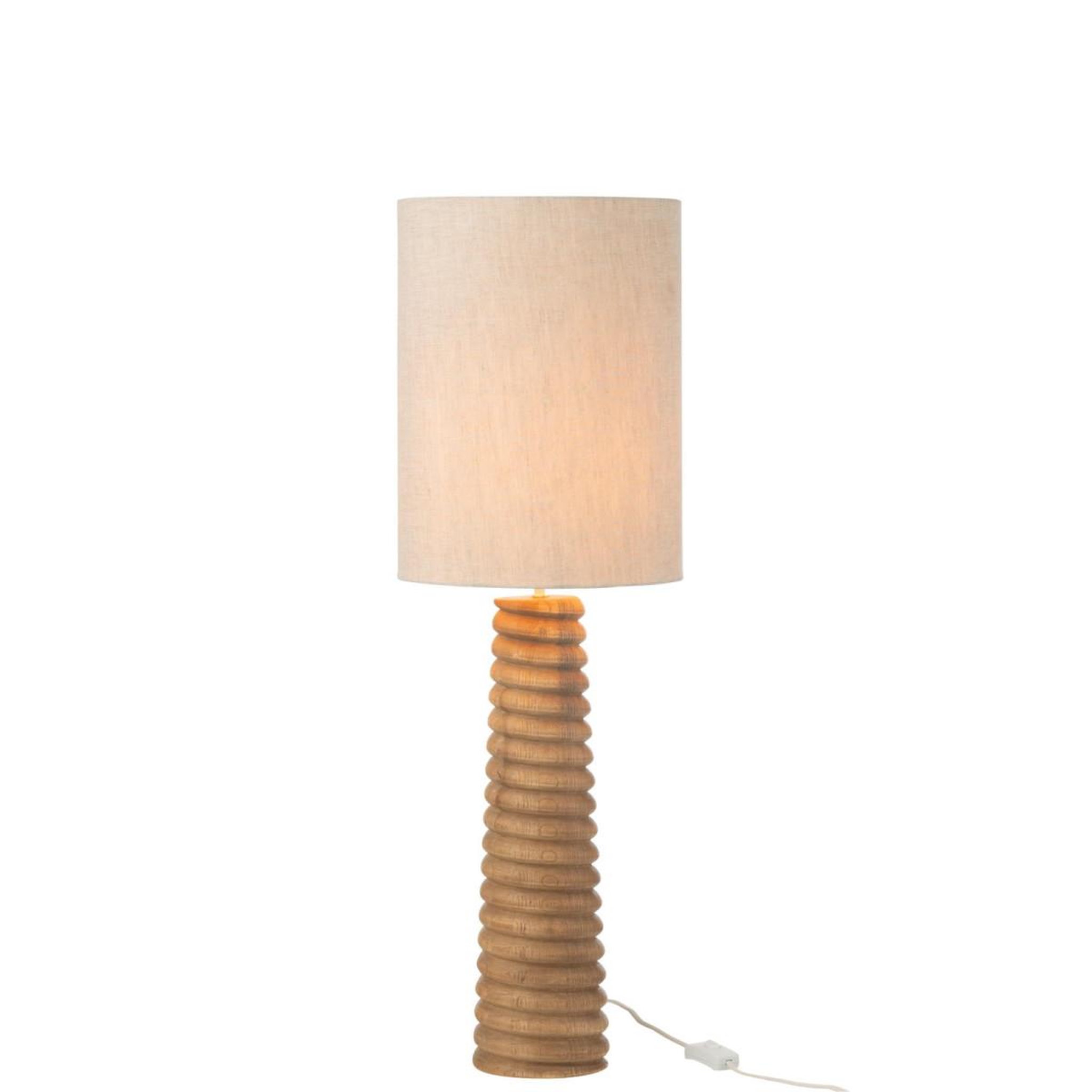 Voir la diapositive 2 : J-LINE Lampe à poser filetage en bois  ailanthus  85cm naturel