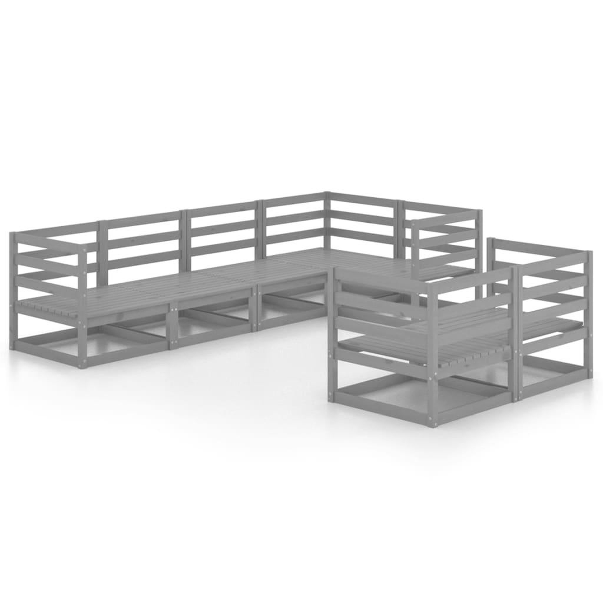 Voir la diapositive 2 : VIDAXL Salon de jardin 7 pcs Gris Bois de pin massif
