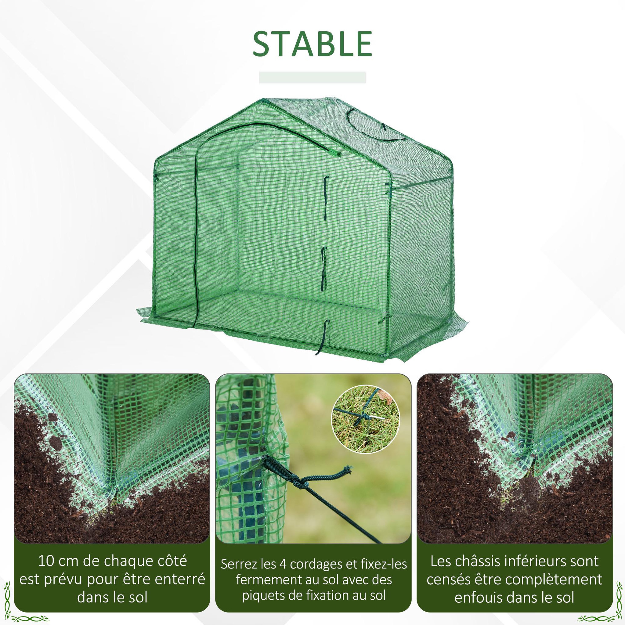 Voir la diapositive 6 : OUTSUNNY Serre de jardin balcon terrasse serre pour tomates 1,8l x 1l x 1,68h m acier pe imperméable transparent vert