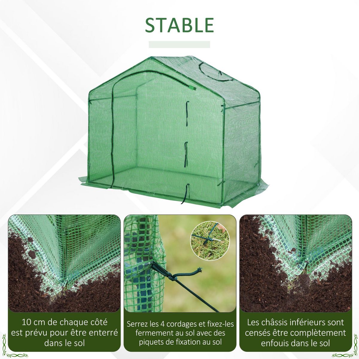 OUTSUNNY Serre de jardin balcon terrasse serre pour tomates 1,8L x 1l x 1,68H m acier PE imperméable transparent vert