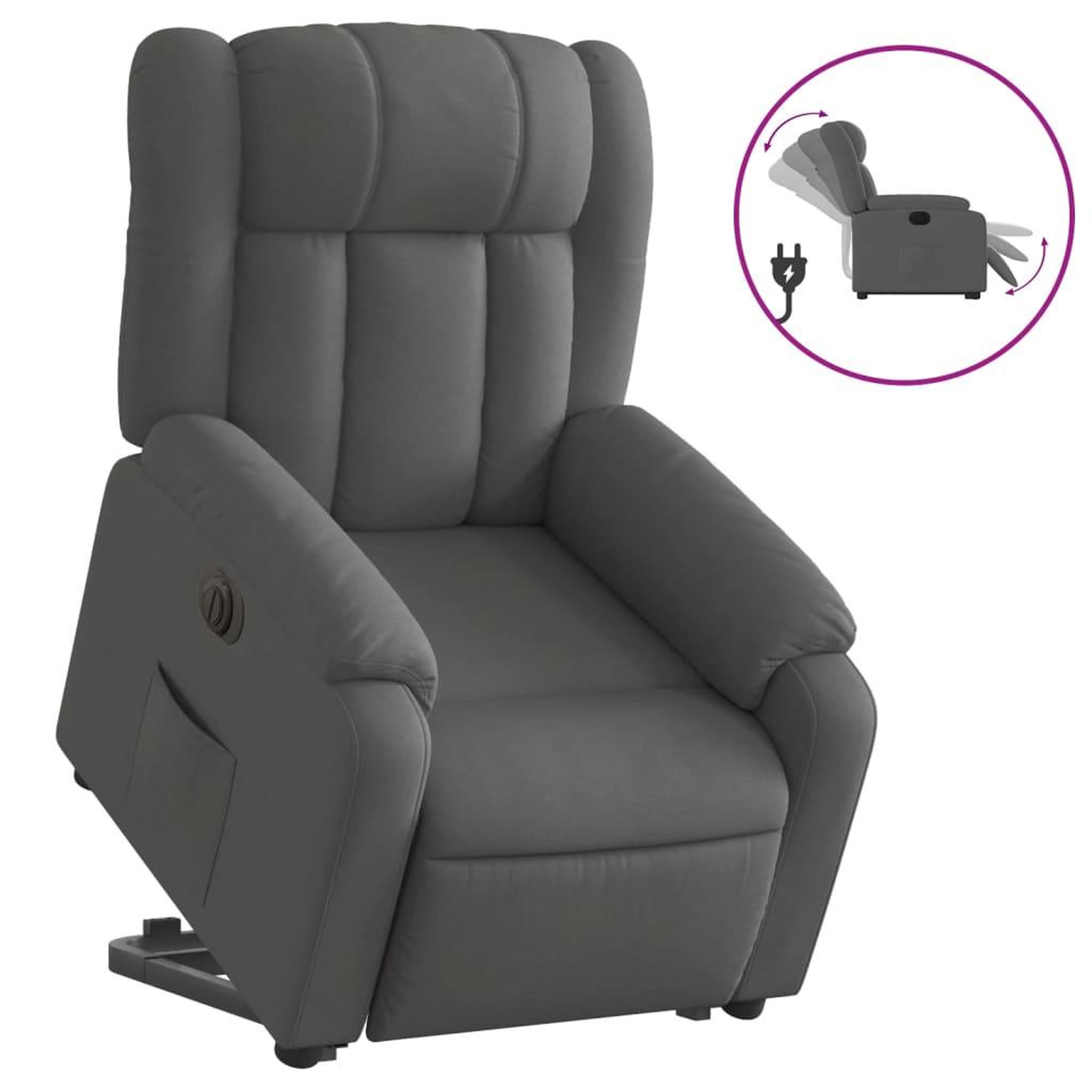 Voir la diapositive 2 : VIDAXL Fauteuil inclinable electrique gris fonce tissu