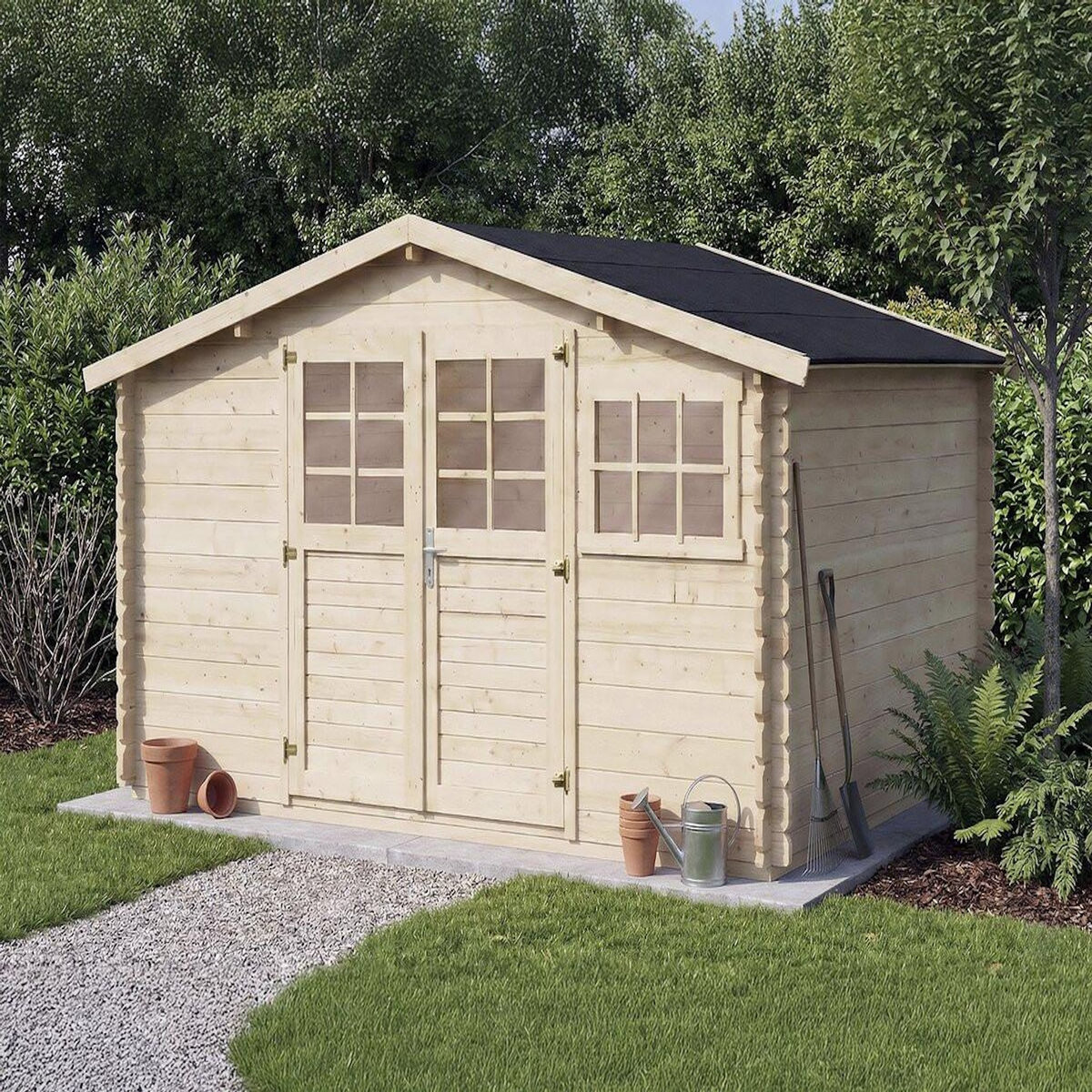 Habitat et Jardin Abri de jardin en bois  Rocval  - 456 x 425 x 232 cm - 19.42 m² - 28 mm