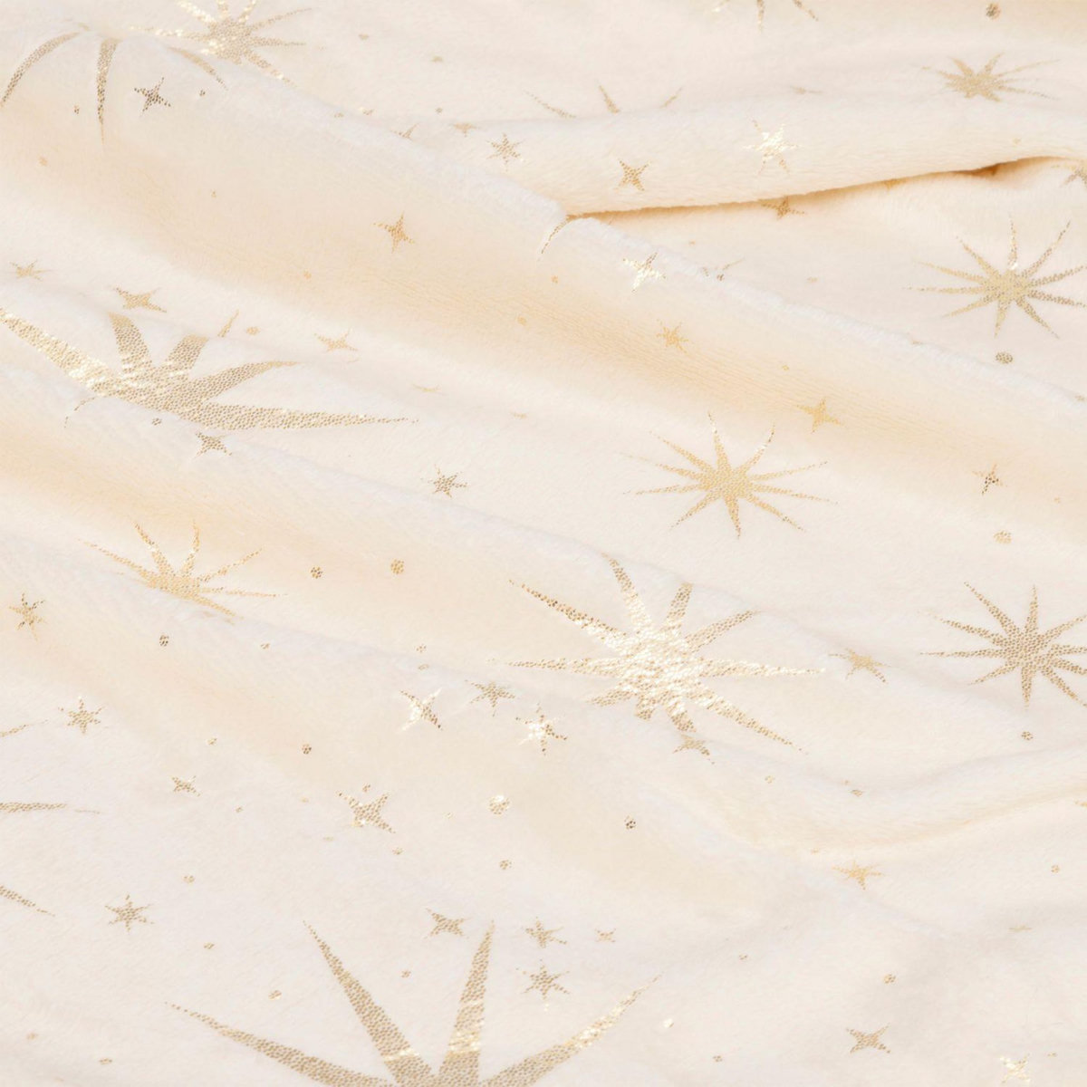 FEERIC LIGHT & CHRISTMAS Plaid de Noël motifs étoiles dorées - 130 x 180 cm - Ivoire