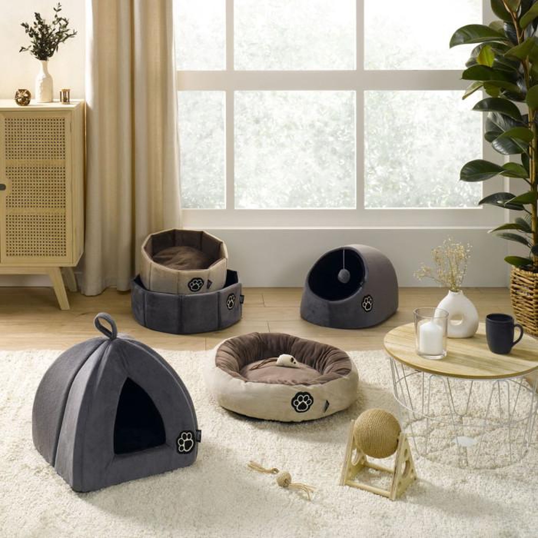 Voir la diapositive 2 : HOMEA Tente pour chien & chat  patchy  38cm beige