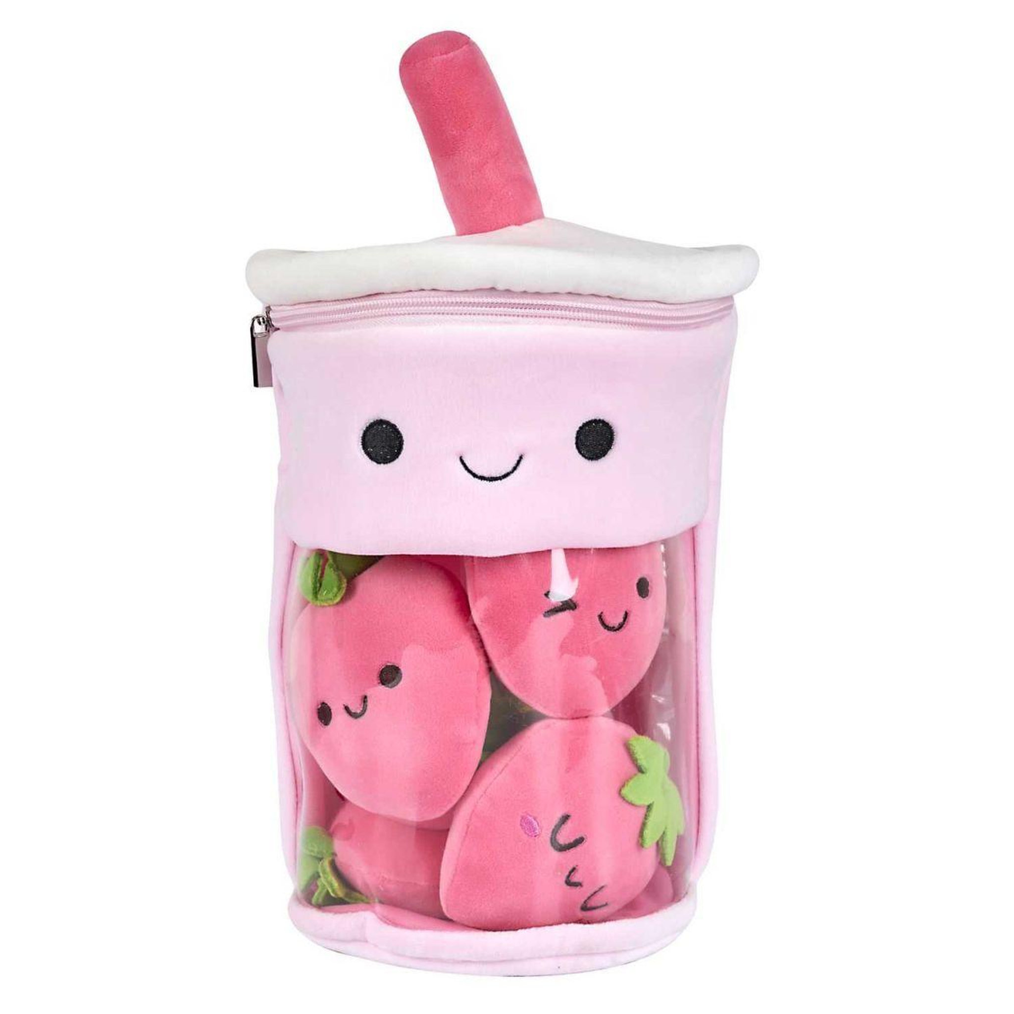 The concept Factory Peluche enfant bubble tea fraise  kawaii  27cm rose